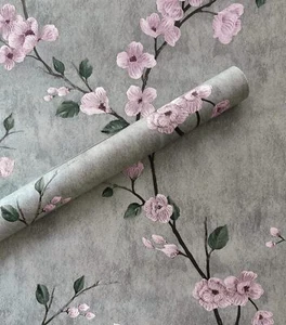 Floral Peel and Stick Wallpaper Grey Floral Contact Paper Removable Wallpaper - Picture 1 of 3