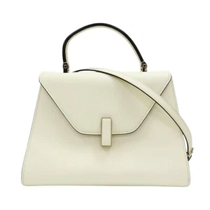 VALEXTRA Iside Media Shoulder Handbag Calfskin White - Picture 1 of 19
