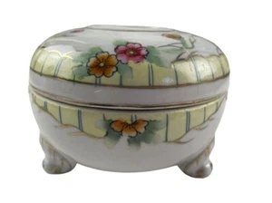 Hair Receiver Vanity Decor Porcelain Floral Hand Painted Flowers NIPPON Japan - Picture 1 of 9