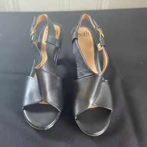 Sofft Damen-Sandalen 9 M Fersenriemen schwarz Lederschuhe mit Absatz gepolstert - Bild 1 von 10