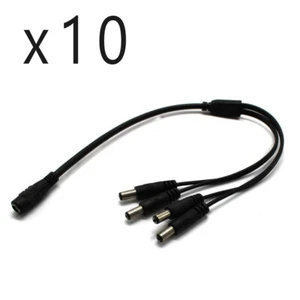 10 Pack - 4 Way Channel DC Power Splitter Adapter Cable for CCTV Security Camera - Picture 1 of 9