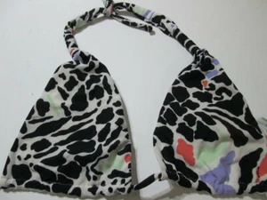 Volcom Womens Size M Bikini Top Black/White Wireless Lined Halter Animal Print - Picture 1 of 4