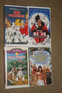4 WALT DISNEY VHS Tapes 101 Dalmations 1&2 Mary Poppins Jungle Book - Bild 1 von 1
