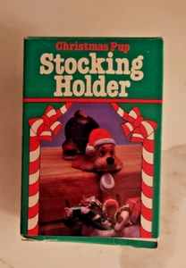 Vintage Weihnachten Welpenstrumpf Halter Welpe Hund Giftco inkl. Hartplastik - Bild 1 von 6