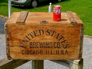 VINTAGE / ANTIQUE UNITED STATES BREWING COMPANY WOOD BEER CRATE~CHICAGO - Picture 1 of 12
