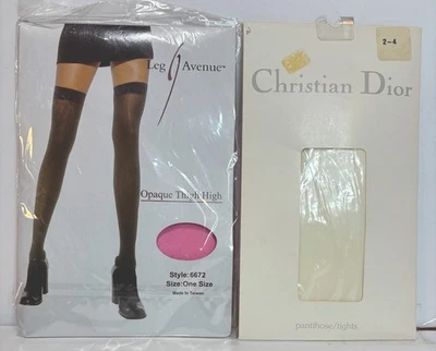 Lote de 2 Pantimedias y Muslos Rosa y Blanco Christian Dior y Leg Avenue Talla 2-4 Foto 1 de 4