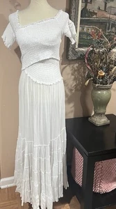 Poupette St Barth Soledad weißes gesmoktes Midikleid Größe M - Bild 1 von 12