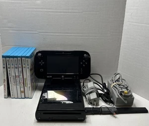 Wii U Black Console 32gb W/ 7 Games + Gamepad Tested Works Bundle - Picture 1 of 13