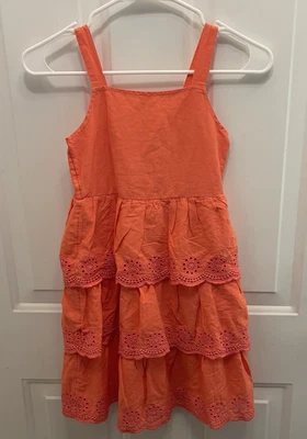 Antiguo Vestido Solero Azul Marino Coral en Niveles Ojales Niñas Mediano (8) Casa de Campo Nuevo con Etiquetas Foto 1 de 4