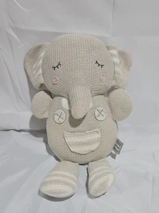 Theodore Elephant Living Textiles Knitted Gray 14" Plush w/ Rattle Sensory - Picture 1 of 4
