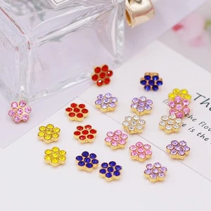 50 Gold Flatback Flower Crystal Rhinestone Rivets Studs 10mm for DIY Bags Shoes - Picture 1 of 9