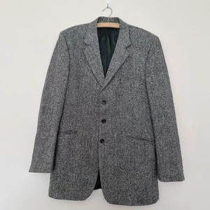 Blazer/abrigo deportivo largo 42 gris espiga Aquascutum of London pura lana nueva - Imagen 1 de 24