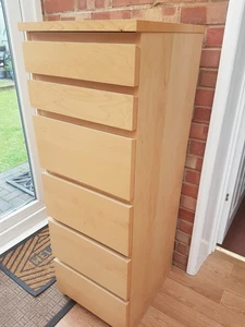 IKEA Malm Chest of Drawers 6 Mirror dressing Compact narrow tallboy slim Draws - Picture 1 of 4
