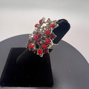 Vintage Cluster Ring - roter Strass CZ verstellbar goldfarben Whimsy Goth - - Bild 1 von 9