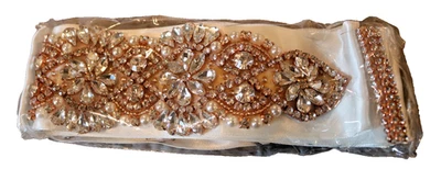 Vestido de novia parche coser cuentas cristal motivo apliques diamantes de imitación 1 pieza 18" FZD Foto 1 de 4