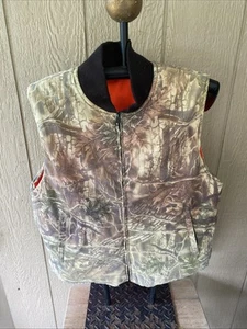 WFS ELEMENT GEAR - Men's Camo Blaze Orange Reversible Hunting Vest - Size Large - Picture 1 of 8