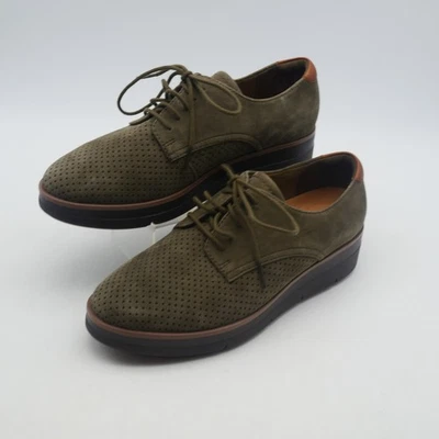 NUEVO Zapatos Oxford Clarks Para Mujer 6.5 Ancho Shaylin Encaje Gamuza Verde Oliva Oscuro Foto 1 de 4