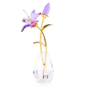 Lila Lilie Blume Geschenke für Frauen, Handarbeit Kristall Lilie Blume Figur Col... - Bild 1 von 9