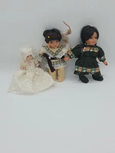2 Native Porcelain Dolls And 1 Baby Porcelain Doll. - Picture 1 of 2