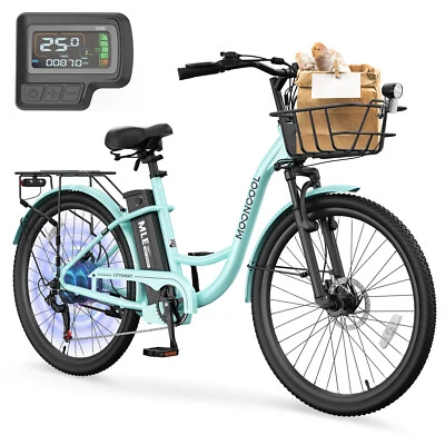 MOONCOOL 24/26" Electric Bike Bicycle 700W 7 Speed 36V 10.4Ah Battery City Ebike - Image 1 of 4