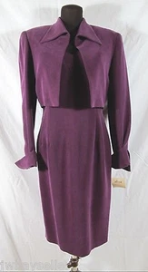 Vestido de cóctel de seda púrpura Dana Buchman chaqueta corta forrado hasta la rodilla talla 6 - Imagen 1 de 12