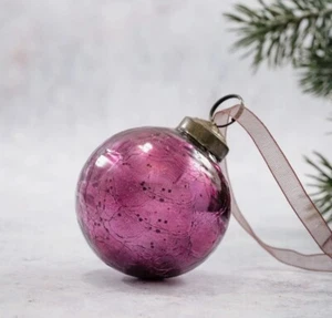 Christmas Ornament Mulberry 2 inch Crackled Mercury Glass Ball Holiday Decor - Picture 1 of 2