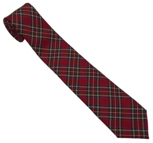100% Silk JoS A Bank Traveler Checked Plaid Scottish Tartan Red Tie New $69 - Picture 1 of 9