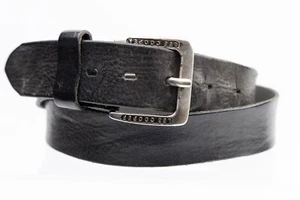 Black Textured Real leather belt size 34"-36" M - Picture 1 of 6