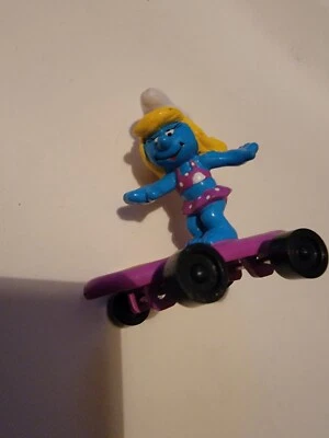 Hardees Smurfin’ Smurfs Skateboard Smurfette Vintage 1990 Peyo Applause - Image 1 of 4