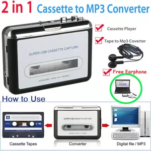 Portable Tape to PC USB Cassette to MP3 Converter Captue Audio Music Player - Picture 1 of 12