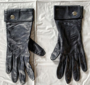 Coach Leather Gloves Size 7 Navy Blue Silk Lining 100% Genuine Leather