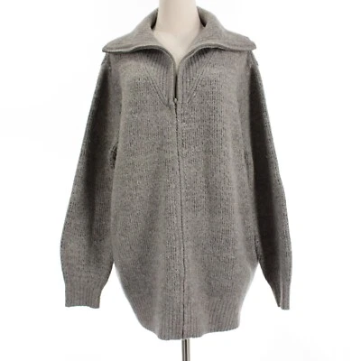 IRO NWT Alma Full Zip Sweater Size Medium in Gray Melange Wool Blend - Image 1 of 4