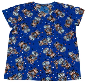 Women's Halloween Christmas Medical Scrub Tops Owl Trick-a-treat XL - Picture 1 of 2