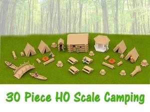 30-teiliges Camping-Set Nenngröße H0 - Blockhaus, Pavillon, Außenhaus & mehr. Kostenloser Versand! - Bild 1 von 6