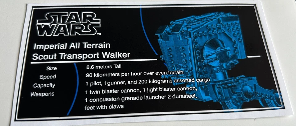 MARKENLOS Lego Star Wars UCS Style Sticker for 75153 AT-ST Imperial All Terrain Scout