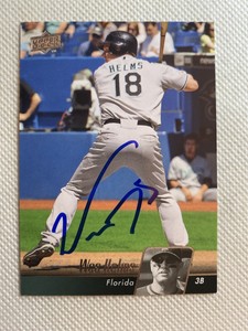 2010 Upper Deck Wes Helms #213 Auto Signed Autograph Marlins 