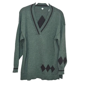 Margaret O'Leary Pullover Damen Größe XS Oversize V-Ausschnitt Argyle Akzente Baumwolle - Bild 1 von 7