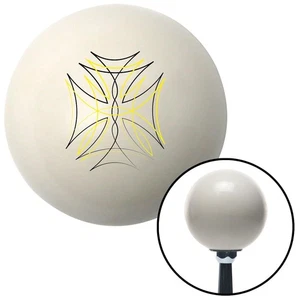 Black and Yellow Pinstripe 2 Ivory Shift Knob w/ M16x1.5 Insert Shifter Auto - Picture 1 of 19