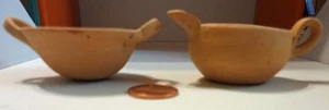 Milchkännchen & Zuckerdose Set unglasiert Vintage Terrakotta mexikanische Miniaturen 1:12 - Bild 1 von 4