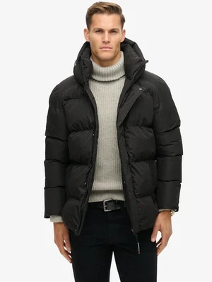 Mens Superdry Black Hooded 5 Baffle Sports Puffer Jacket rrp £110. - Image 1 of 4