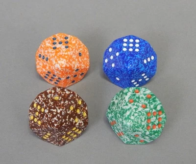 Lote de 4 dados moteados poliédricos Chessex dreidel D10 fuera de existencia Foto 1 de 2