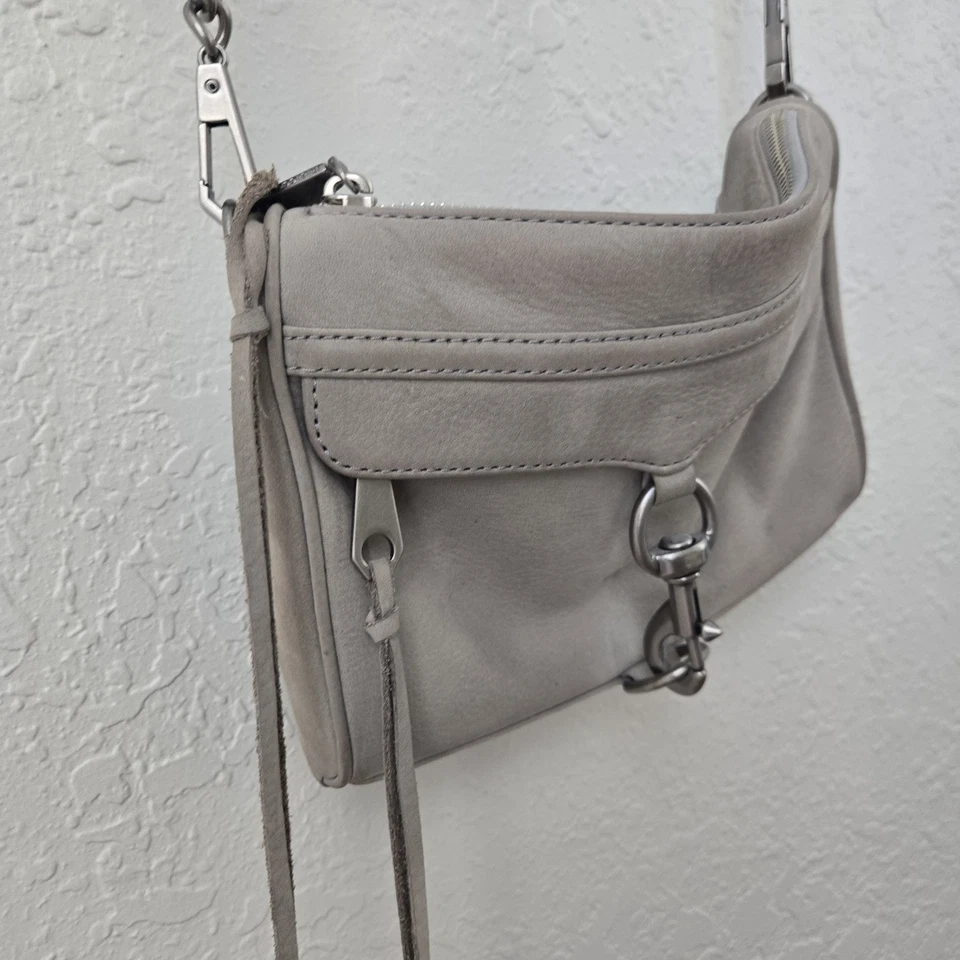 Rebecca Minkoff Gray Leather Crossbody Bag with Gun Metal Gray Hardware - Image 1 of 4