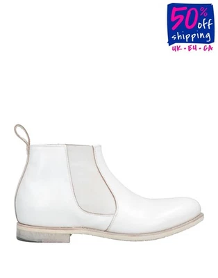 RRP€500 ROCCO P. Leather Ankle Boots US7 UK4 EU37 HANDCRAFTED White  - Image 1 of 4