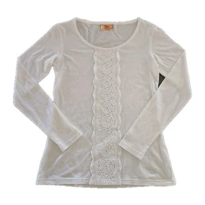 RM Williams Women’s White Lace Long Sleeve Cotton T Shirt Size 8 - Picture 1 of 5