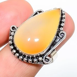 Anillo de joyería chapado en plata con piedras preciosas de ónix amarillo natural s.8.5 TR7508-309 Foto 1 de 3