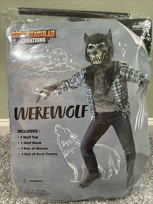 Howling Werewolf Child's Costume- Mask Werewolf Gloves Boot Covers Large NEW - Image 1 of 3