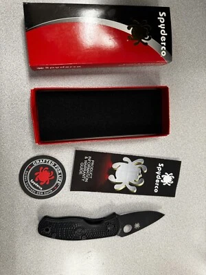 Cuchillo Plegable Spyderco Negro Borde Liso Clip Punta Acero Inoxidable - SC136PBBK Foto 1 de 4