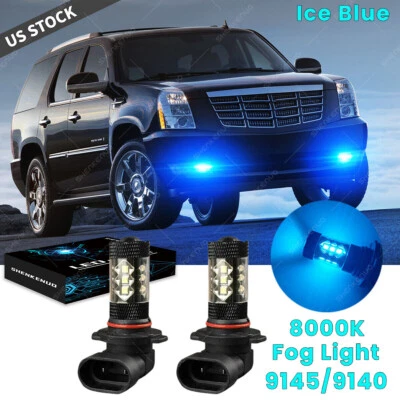 For Cadillac Escalade 2007-2014 - 2x Fog Bulbs 9145 H10 LED Light Ice Blue 8000K - Image 1 of 4