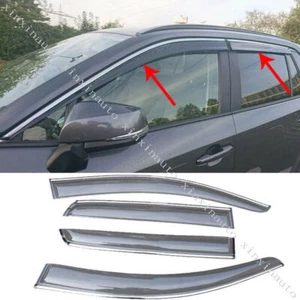 Window Visor Vent Sun Shade Rain Guard For Toyota RAV4 2019-2023 W/ Chrome Trims - Picture 1 of 5