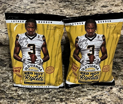 Two Bags Missouri Tigers Luther Burden Old Vienna Red Hot Riplets Chips NIB Cover